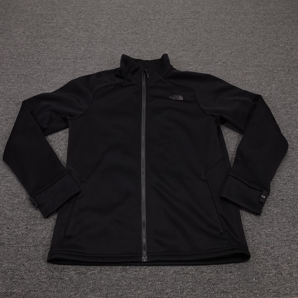 The North Face Jacket Mens Small Black Softshell Full Zip Pockets Windbreaker